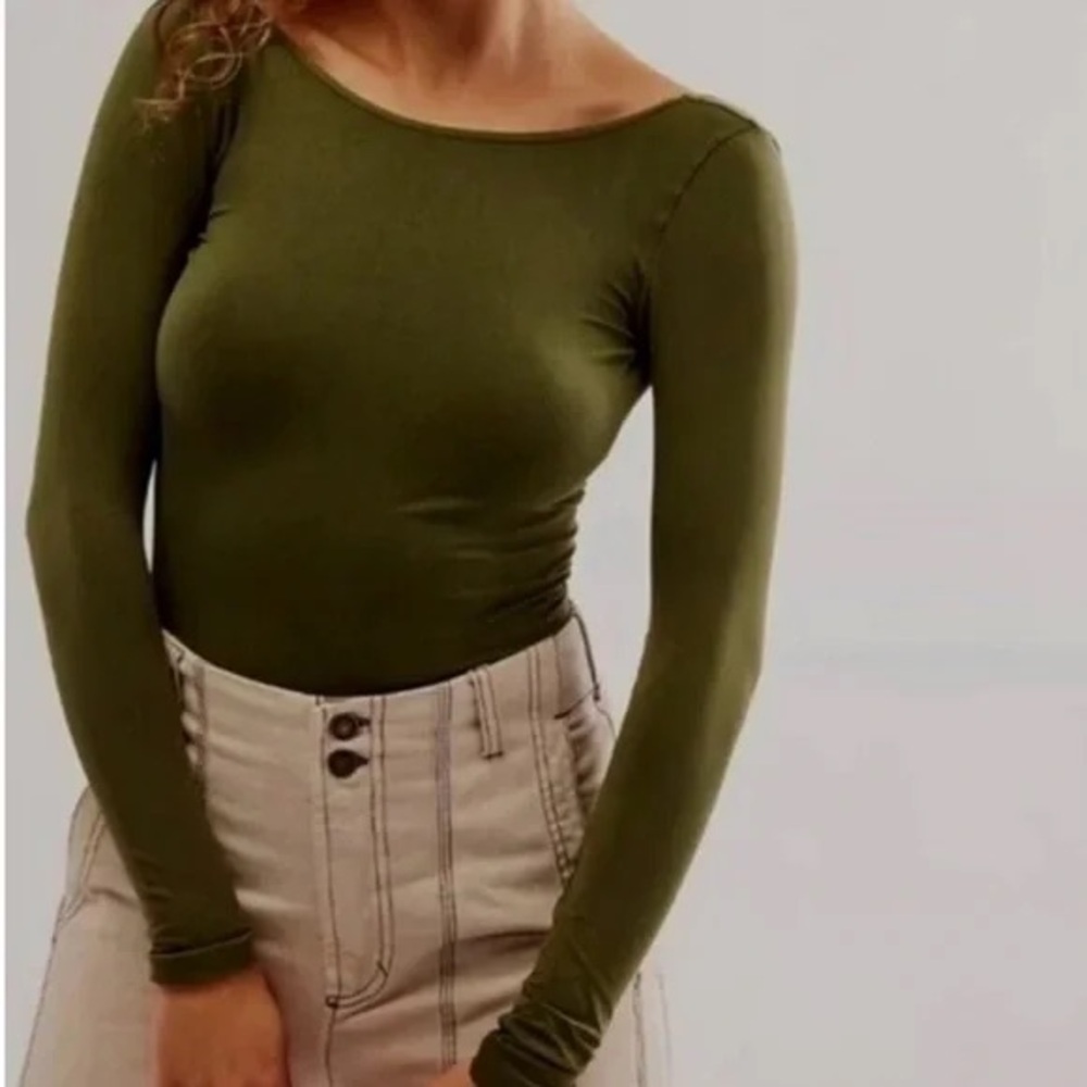 Free People Low-Back Seamless Long Sleeve Top
